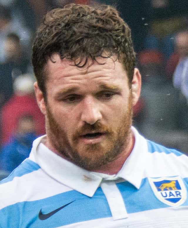 Foto de archivo: Julián Montoya, hooker de Los Pumas, con la camiseta celeste y blanca de la selección argentina