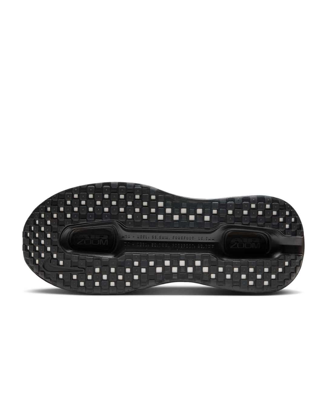Suela negra de la Nike Vomero Premium SP Skeleton con relieves cuadrados y la goma con textura