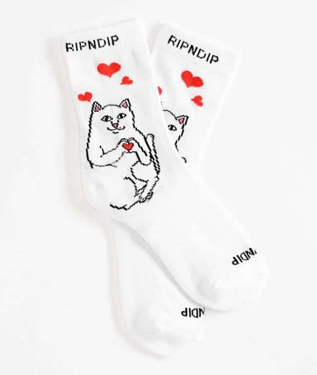 RIPNDIP Nermal Love White Mid Crew Socks